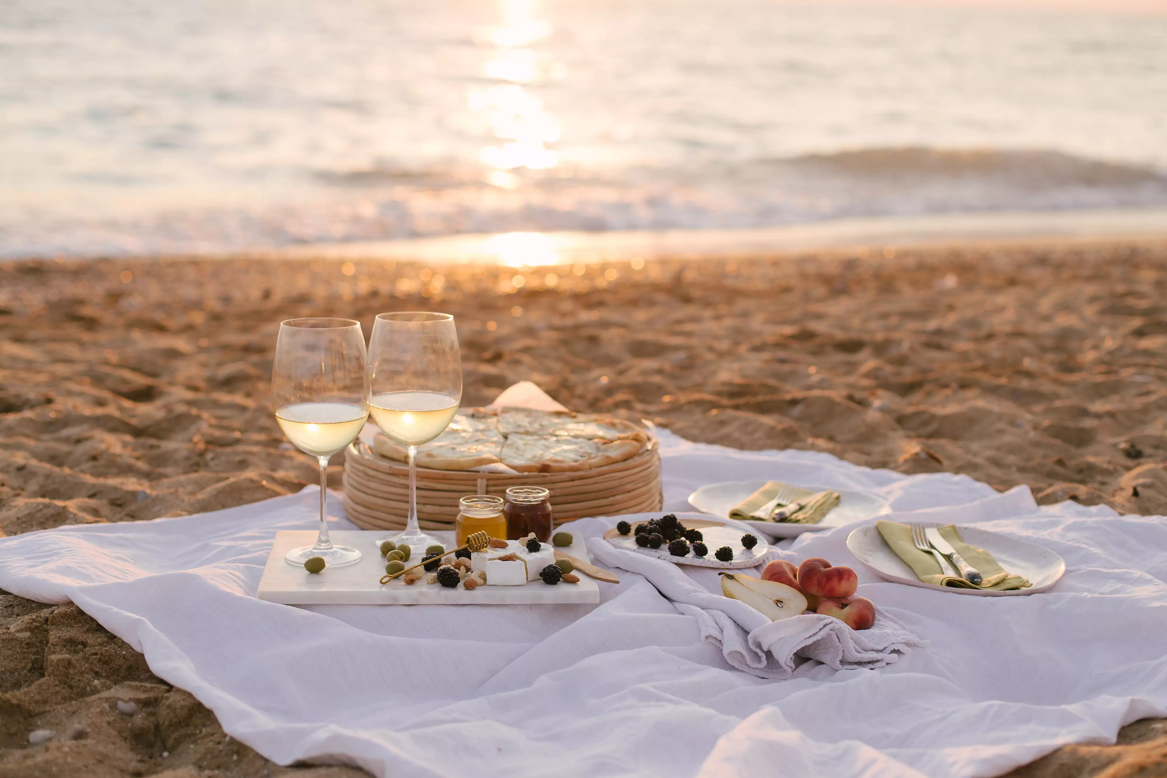 Romantic beach picnic