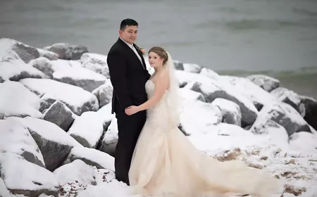 Bride and Groom on the Beach